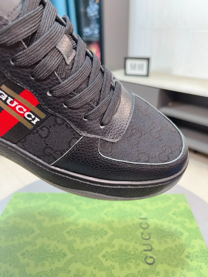 Men's shoes 💰438🌹🌹GUCCI [Gucci] New high-top men's shoes, a high-end brand, the latest fashionable casual men's shoes, trendy and versatile, relaxed and sporty style, uppers imported from Italy, first-layer cowhide, genuine leather lining, and ultra-fine workmanship. Original personalized fashionable rubber wear-resistant outsole, light and comfortable on the foot, size 38-44